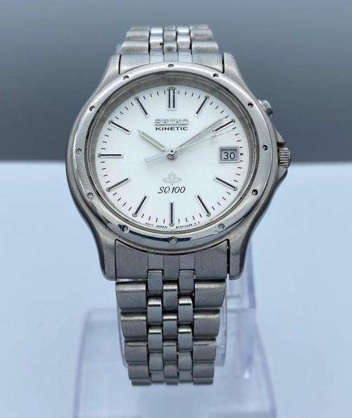 Men s Watches SEIKO KINETIC SQ100 STEEL MENS DRESS WATCH